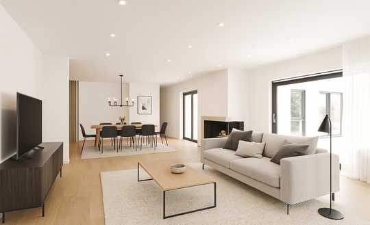 Wohnen auf einer Ebene: lichtdurchflutetes Einfamilienhaus mit viel Privatsphäre und Platz für die g