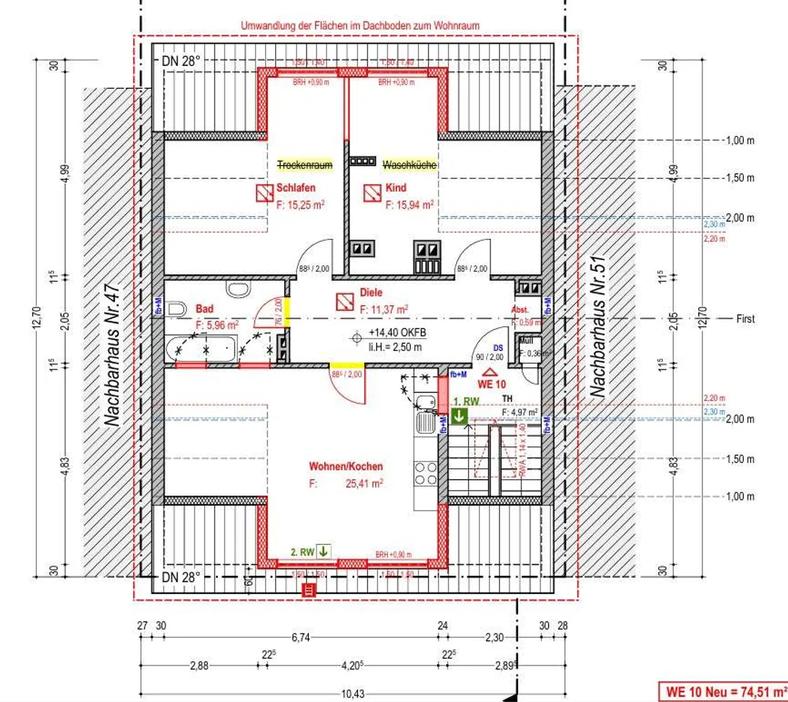 Genehmigte DG-Ausbaureserve mit neuen Gauben – sofort realisierbar, Essen – Bild 4