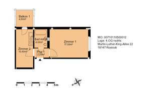 Große 1- Zimmer Wohnung in Toitenwinkel – Martin-Luther-King-Allee 22, 18147 Toitenwinkel, Rostock – Vorschaubild 1