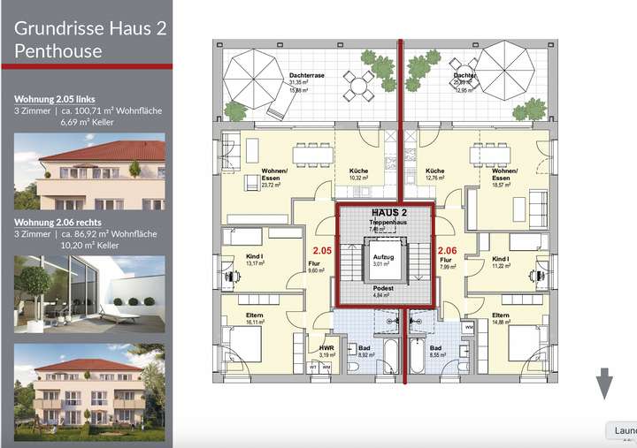 Grundrisse Haus 2 Penthouse