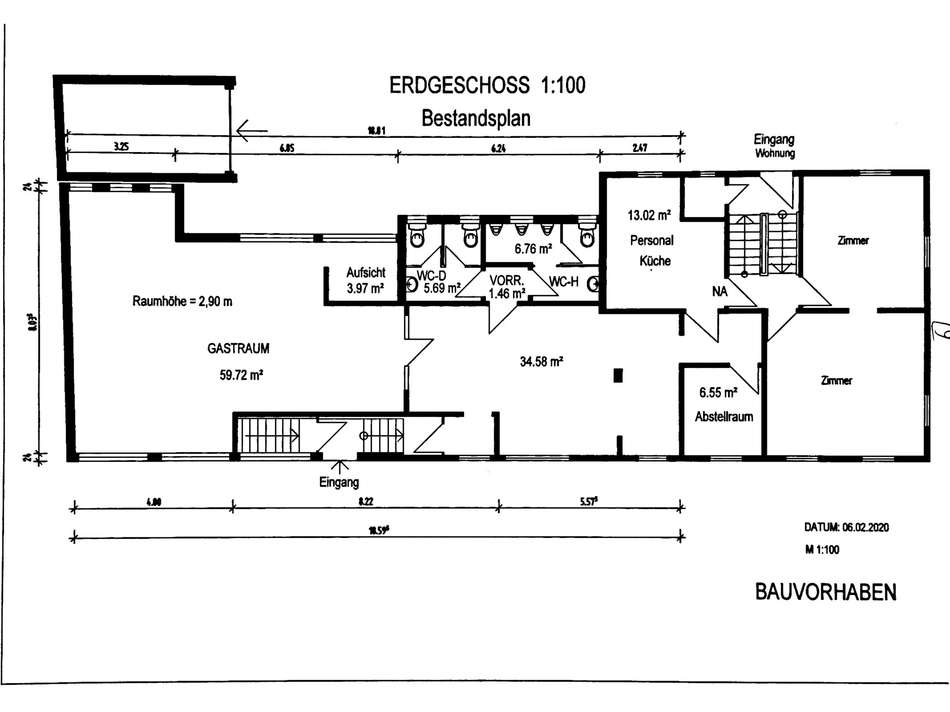 Grundriss Erdgeschoss Bistro
