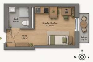 Modernes 1-Zimmer-Neubauapartment – für Studierende, Auszubildende und Berufseinsteiger – Anton-Bruckner-Straße 1, 91052 Röthelheim, Erlangen – Vorschaubild 8