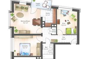 Exklusive, lichtdurchflutete 3-Zimmer Wohnung im Sebald-Palais, im Herzen der Altstadt – Innere Cramer-Klett Straße 3, 90403 Altstadt, St. Sebald, Nürnberg – Vorschaubild 2
