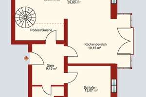 raumhafte Galerie-Wohnung im zweiten Obergeschoss. Aufgeteilt auf zwei Ebenen! – Die vollständige Adresse der Immobilie erhältst du vom Anbieter., 82386 Oberhausen – Vorschaubild 11