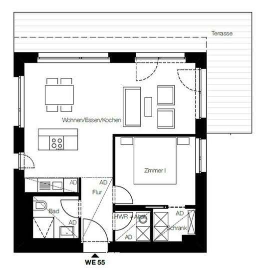 Grundriss WE 55