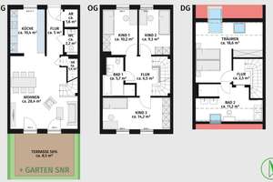 Reihenhaus mit 3 Ebenen mit Einbauküche, Garten, Terrasse, Tageslichtbad, Stellplatz u.v.m. – Rundkapellenweg 24J, 4249 Hartmannsdorf-Knautnaundorf, Leipzig – Vorschaubild 2