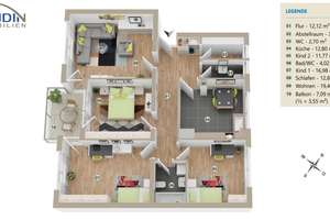 Viel Platz, viel Licht – 4-Zimmer-Wohnung mit Balkon. – Die vollständige Adresse der Immobilie erhältst du vom Anbieter., 79618 Rheinfelden (Baden) – Vorschaubild 23