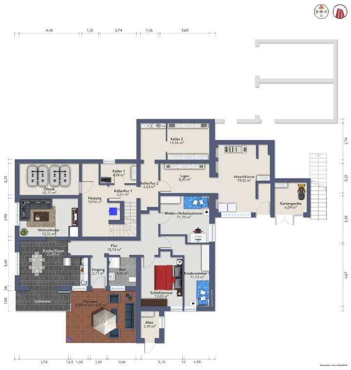 Grundriss untere Wohnebene