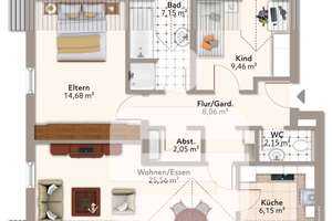 Wohnung mit Balkon, Gartennutzung und TG – Die vollständige Adresse der Immobilie erhältst du vom Anbieter., 85604 Zorneding – Vorschaubild 2