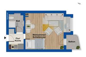 Vermietung oder Selbstbezug! Frei,  renoviert und möbliert!
1-Zi-Wohnung im Nibelungenviertel – Die vollständige Adresse der Immobilie erhältst du vom Anbieter., 90461 Guntherstraße, Nürnberg – Vorschaubild 12
