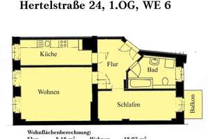 2-Raum-Wohnung mit Balkon in Dresden-Johannstadt - direkt neben Uniklinikum – Hertelstraße 24, 1307 Johannstadt-Nord, Dresden – Vorschaubild 12