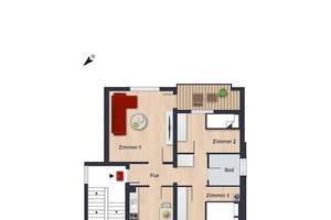 3-Zimmer-Wohnung in der Nordstadt // 1.OG rechts – Bartenslebenring 46, 38448 Tiergartenbreite, Wolfsburg – Vorschaubild 3