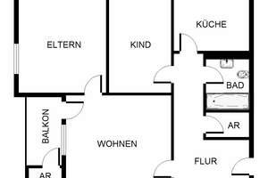 3-Zimmer-Wohnung mit Wand und Bodenbelag – 44149 Kley, Dortmund – Vorschaubild 2