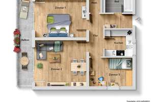 Gepflegte, vermietete 3 Zimmerwohnung mit tollem Ausblick – Die vollständige Adresse der Immobilie erhältst du vom Anbieter., 81827 Waldtrudering, München – Vorschaubild 12