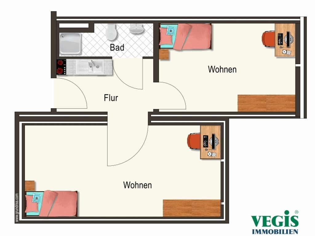 Vollmöbliertes Zimmer in Doppelapartment in Uni-Nähe