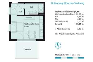Moderne 1-Zimmer-Wohnung mit kleinem Garten/Terasse  und Einbauküche in München-Trudering – Flußaalweg 4, 81825 Gartenstadt Trudering, München – Vorschaubild 3