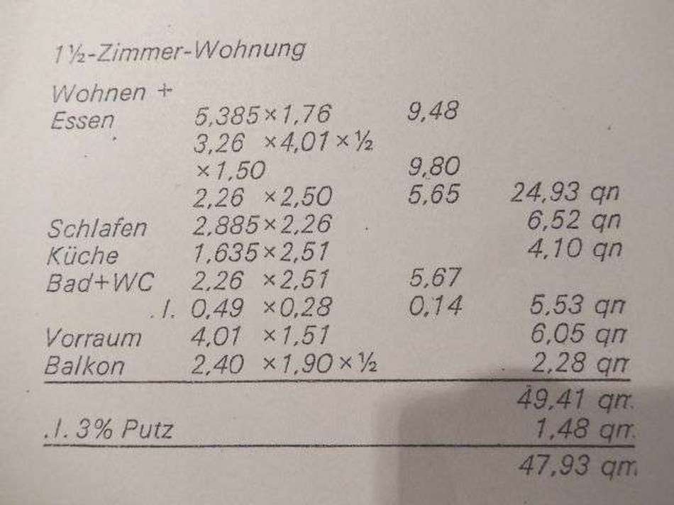 Wohnflächenberechnung 1