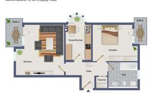 2-Raum | Balkon | Tageslichtbad | TG-Stellplatz | Vermietet – Heinrich-Heine-Straße 78, 4178 Böhlitz-Ehrenberg, Leipzig – Vorschaubild 4