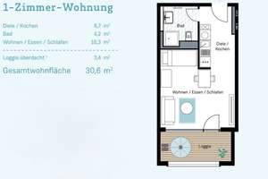 Helle 1-Zimmer-Wohnung mit Rheinblick in der Mainzer Neustadt – Die vollständige Adresse der Immobilie erhältst du vom Anbieter., 55120 Neustadt, Mainz – Vorschaubild 2