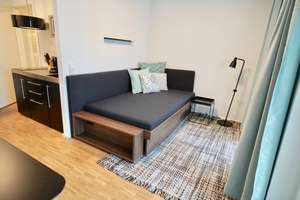 Schwabing, Leopoldstr. 204, Rückgebäude, möblierte 1 Zi.-Whg. mit Westbalkon, 6. OG, Bj. 2018 – Leopoldstraße 204, 80804 Neufreimann, München – Vorschaubild 5