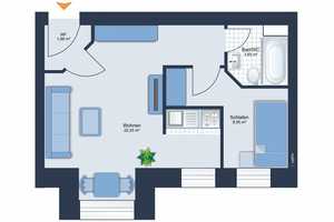 Einbauküche • schickes Laminat • 2-Raum Wohnung • auf dem Kaßberg • jetzt anrufen – Chemnitz – Vorschaubild 2