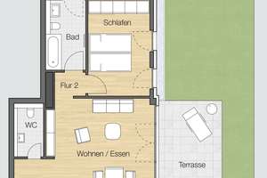 HOCHWERTIGE 2-RAUM-GARTENWOHNUNG MIT PARKETT, FUSSBODENHEIZUNG UND TOP-BÄDERN  – Am Wildpark  24, 40629 Ludenberg, Düsseldorf – Vorschaubild 14