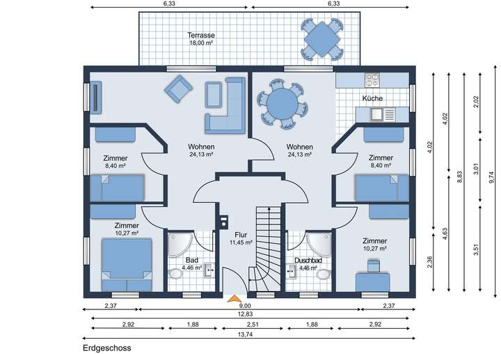 Erdgeschoss mit Möbliervorschl