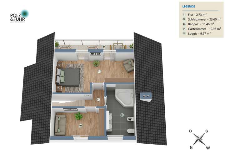 3D-Grundriss Dachgeschoss