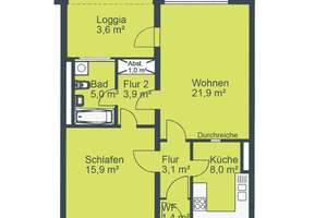2-Zimmer-Whg. im Terrassenhaus – Plauener Str. 31, 30179 Vahrenheide, Hannover – Vorschaubild 2