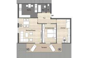 Renoviertes WG-Zimmer-Dachgeschosswohnung in Neu-Ulm mit Balkon u. Einbauküche 