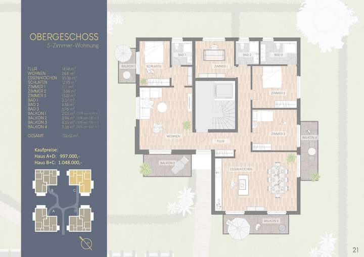 Grundriss-Beispiel OG 5-ZI 154