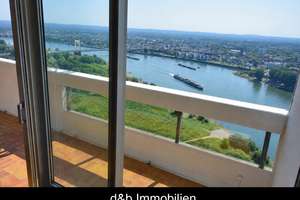 2 Zi-Wohnung mit Panorama-Rheinblick hoch oben im Axa-/Colonia-Hochhaus & PKW Stellplatz.