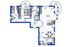 sehr geräumige Balkonwohnung mit schönem Ausblick, Tiefgarage – Die vollständige Adresse der Immobilie erhältst du vom Anbieter., 81827 Waldtrudering, München – Vorschaubild 7