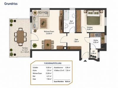 2 Zimmer Gartenwohnung mit Küche