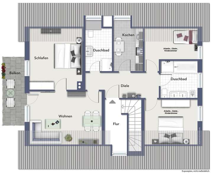 Grundriss DG beispielmöbliert