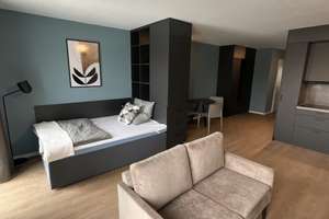 mio Suite Apartment: Vollmöbliertes 1-Zimmer-Apartment mit Designerküche, WLAN – Himmelgeister Straße 66a, 40225 Bilk, Düsseldorf – Vorschaubild 2
