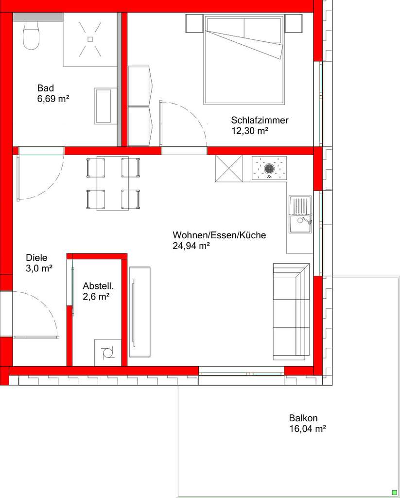 Immobilie in Ilshofen - Neubau 2-Zimmer-Wohnung OG mit Balkon - Bild 4