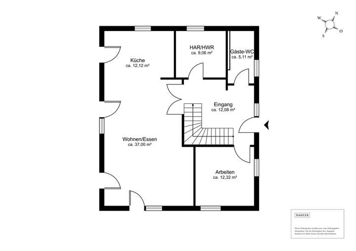 Der Grundriss im Erdgeschoss