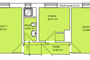 2-Raum Wohnung / 49m² / Stadtfeld West – 39110 Stadtfeld West, Magdeburg – Vorschaubild 9