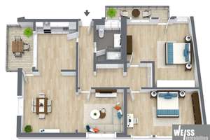 3 Zimmer-WG Wohnung in MAIN-Nähe mit einmaligen Blick auf die Festung Marienberg – Wirsbergstraße 10, 97070 Altstadt, Würzburg – Vorschaubild 9