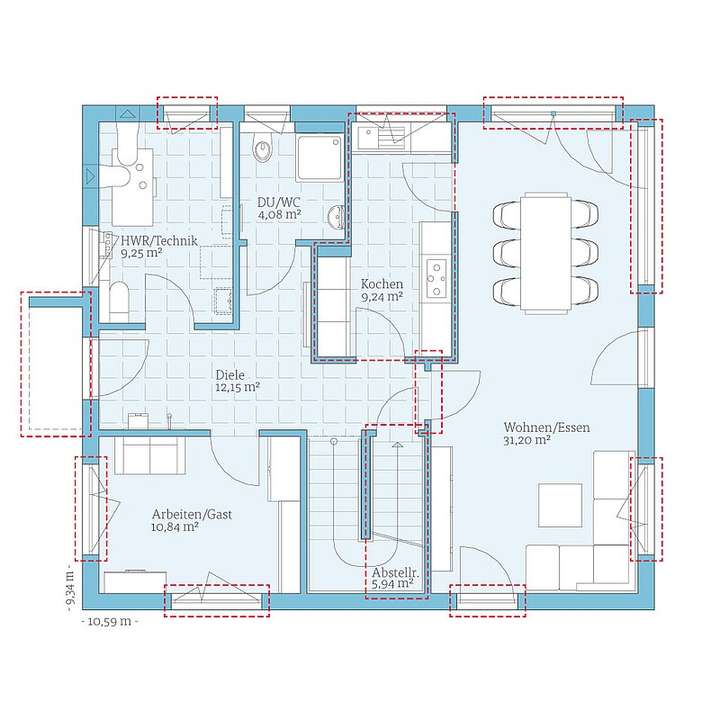 Grundriss mit Optionen EG