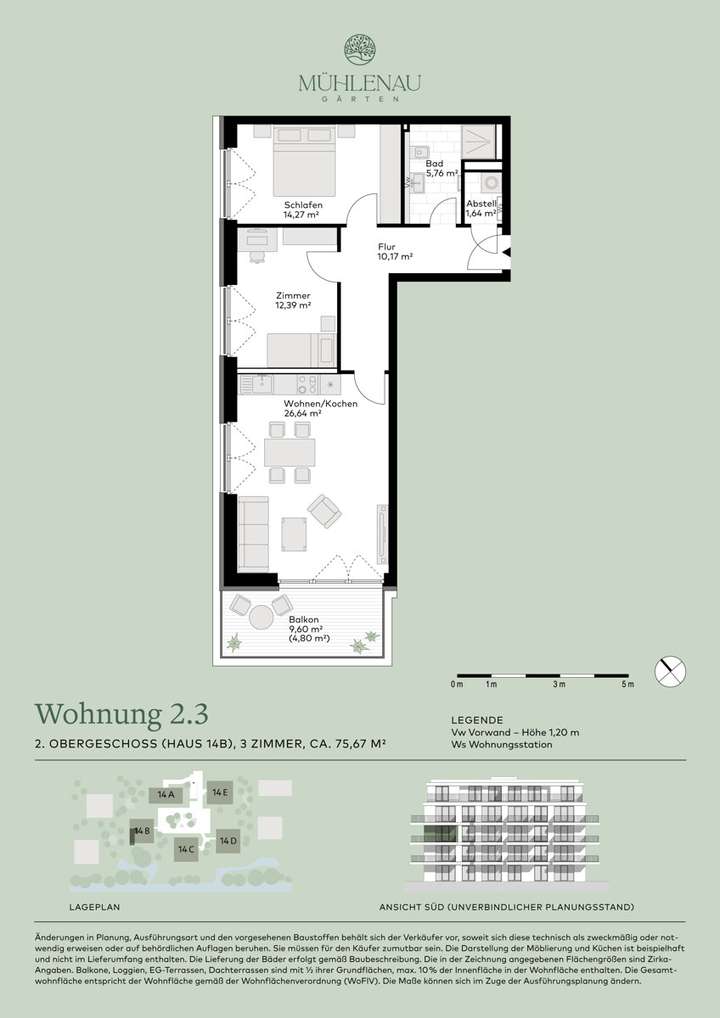 H14B_Whg 2.3_Grundriss Mühlena
