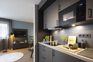 SPECIAL! mio Comfort+ Apartment: Vollmöbliertes 1-Zimmer-Apartment mit Designerküche, WLAN – Himmelgeister Straße 66a, 40225 Bilk, Düsseldorf – Vorschaubild 3