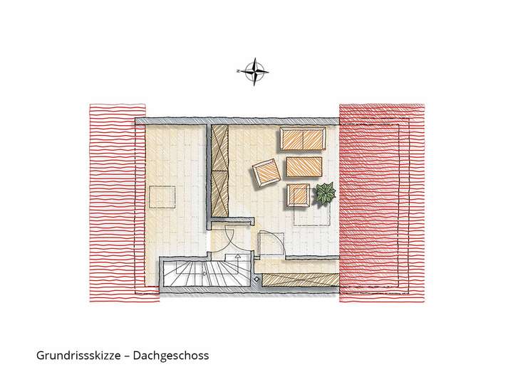 Grundrissskizze Dachgeschoss