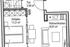 Wohn(t)raum: günstige 2-Zimmer-Wohnung mit EBK und Balkon – Prager Straße 14 b, 4103 Zentrum-Südost, Leipzig – Vorschaubild 6