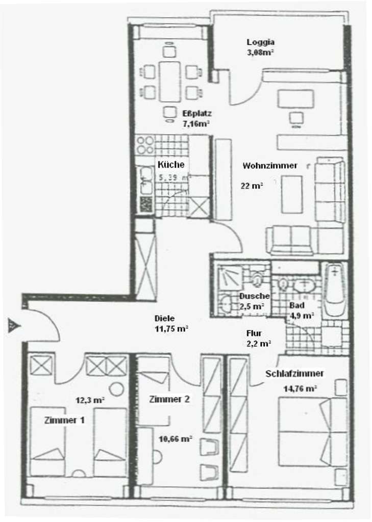 Gepflegte 4-Zimmer Wohnung mit Balkon im EG in Wiesbaden-Biebrich