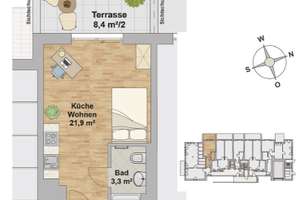 * möbliertes 1-Zimmerappartment mit Terrasse und eigenem Gartenanteil nähe TU * – Die vollständige Adresse der Immobilie erhältst du vom Anbieter., 1069 Südvorstadt-Ost, Dresden – Vorschaubild 2