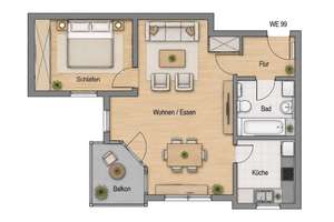 KOMPAKTE KAPITALANLAGE MIT MEHRWERT | Vermietete 2-Raum-Wohnung mit Südbalkon und TG-Stellplatz – Die vollständige Adresse der Immobilie erhältst du vom Anbieter., 4158 Wiederitzsch, Leipzig – Vorschaubild 6