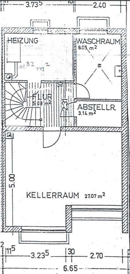 Grundriss Keller mit Hobbyraum