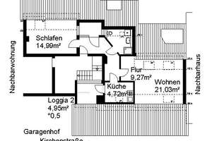 Nur mit Wohnberechtigungsschein - Dachgeschoss mit Loggia – Kirchenstraße 19, 75172 Brötzingen, Pforzheim – Vorschaubild 4